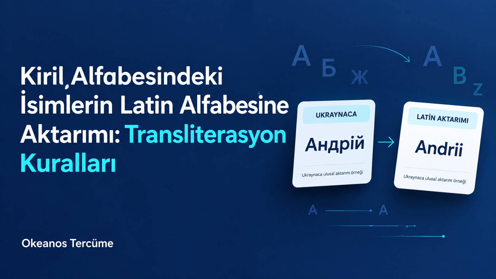 Kiril isimlerinin Latin aktarımı: Ukraynaca Андрій adının Andrii olarak gösterilmesi